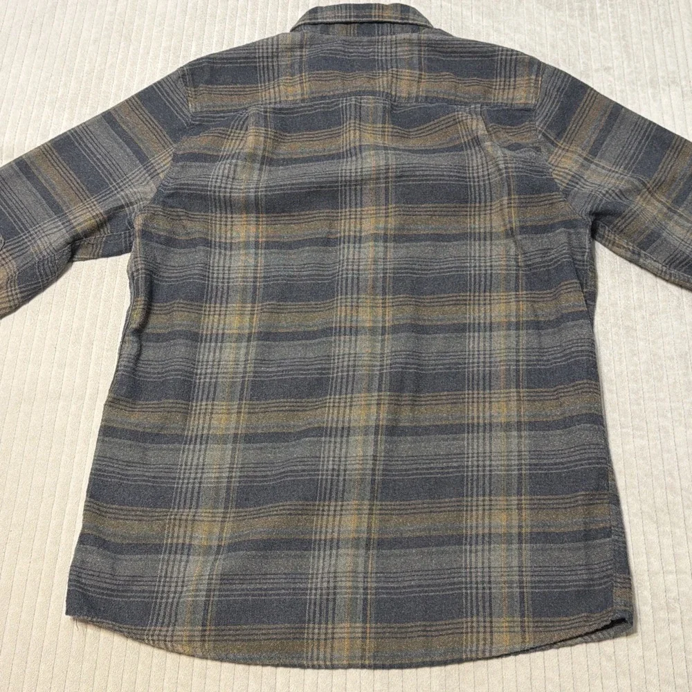 Roark Flannel Shirt Men Medium Classic Fit Snap Button Flap Pockets Patches